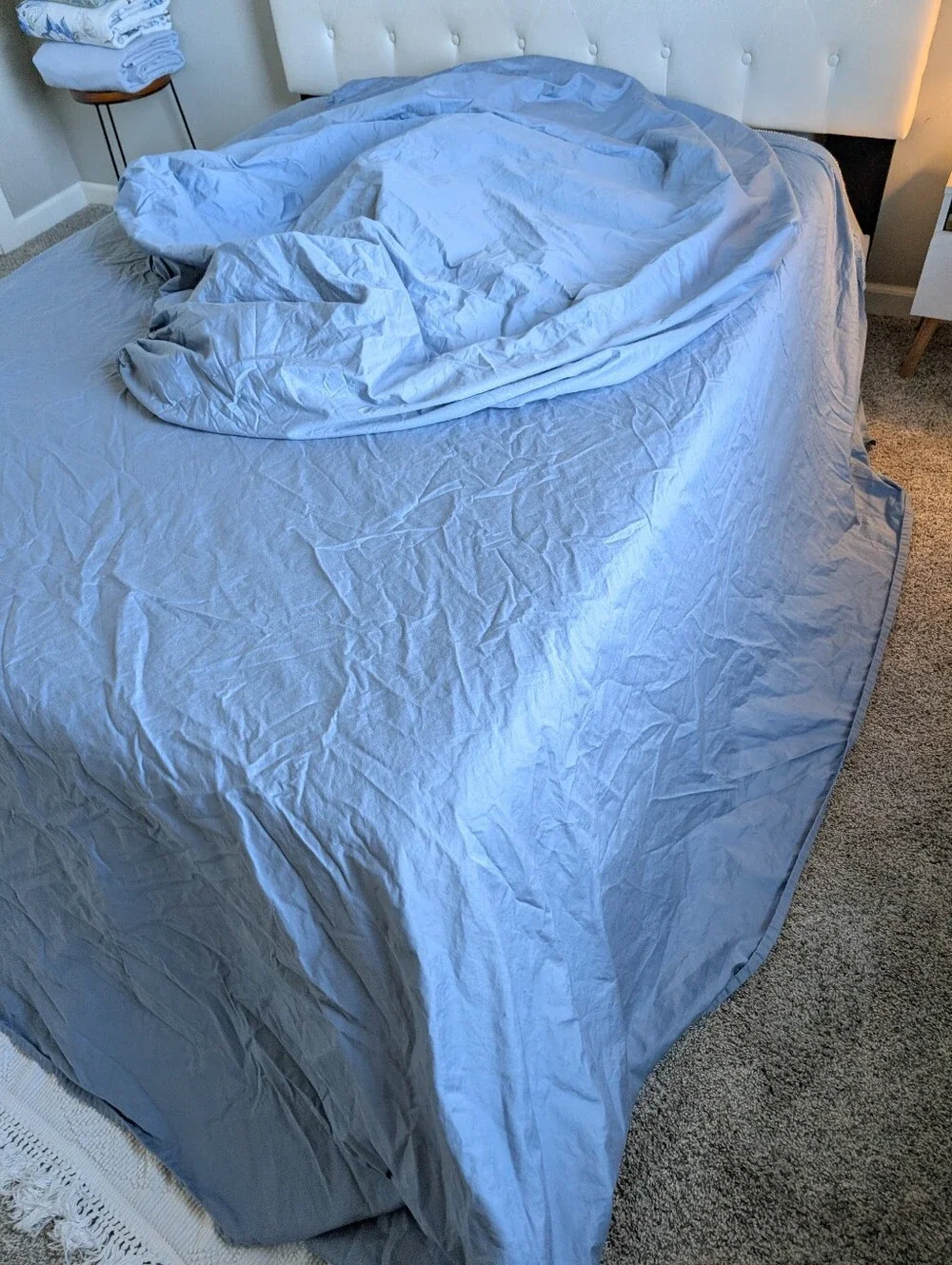 Threshold King Blue Cotton Flat & Fitted Sheet Cooling Breathable